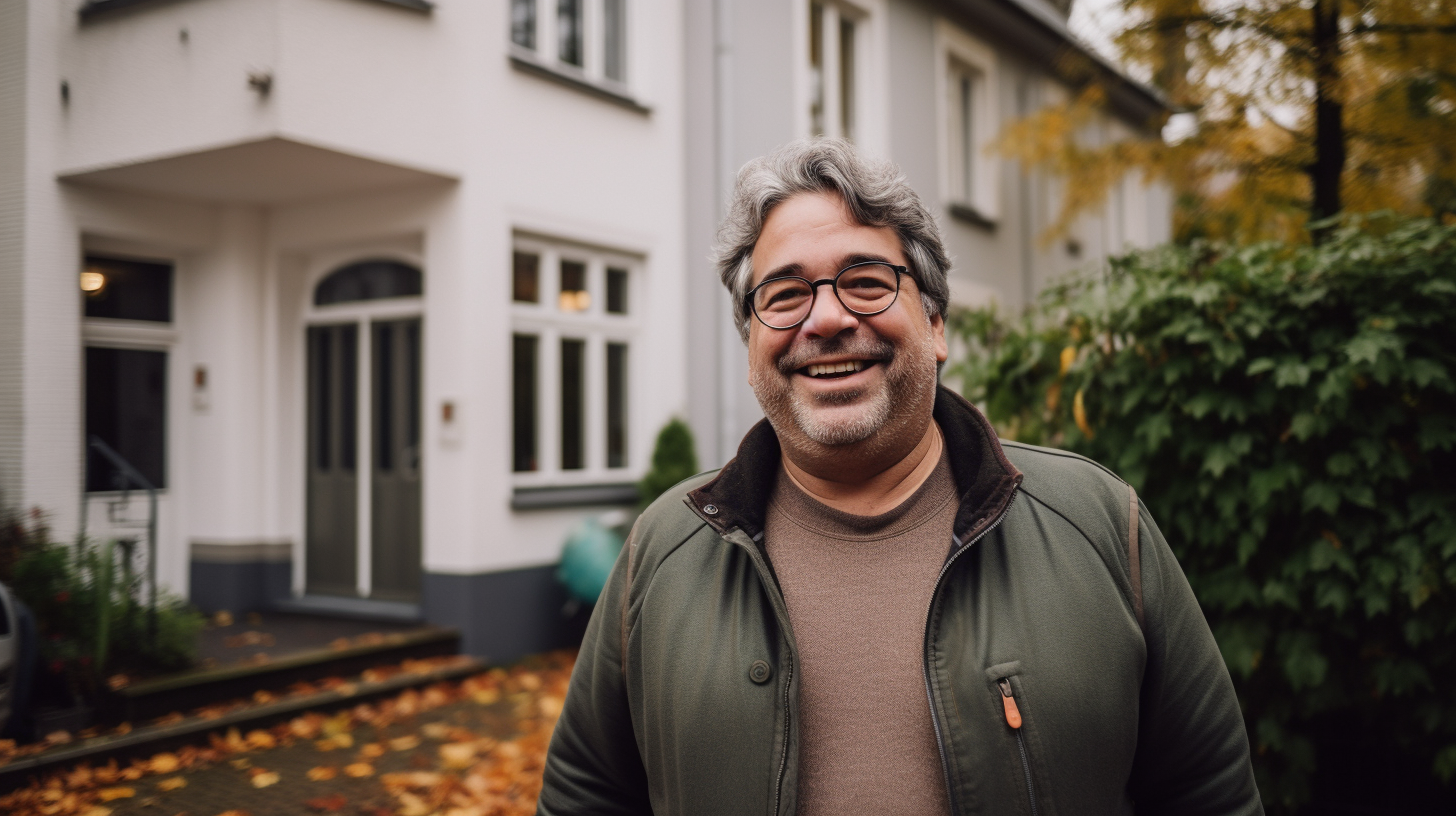 Heinrich — zufriedener Kunde vor seinem neuen Zuhause